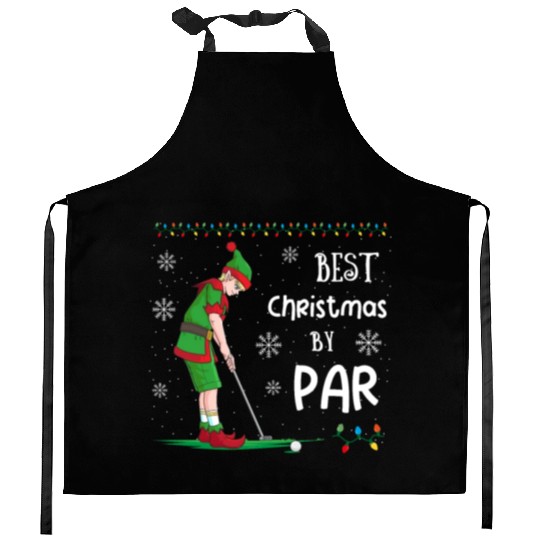 Golf Elf Pun Golfer Christmas Golfing Kitchen Aprons
