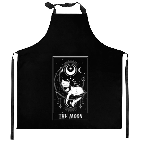The Moon Tarot Card Funny Cat Tarot Card A Tarot Kitchen Aprons