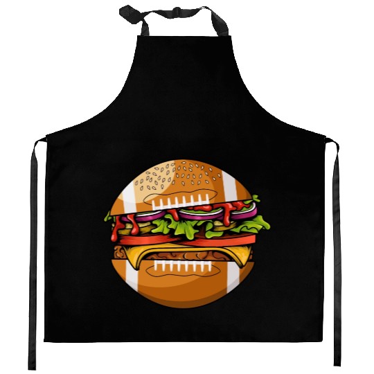 American Football Burger Hamburger Cartoon Fan Kitchen Aprons