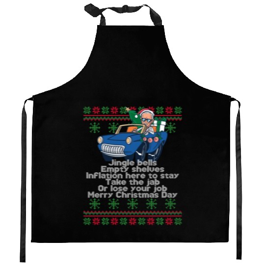 Jingle Bells Empty Shelves Inflation Here Funny Ch Kitchen Aprons