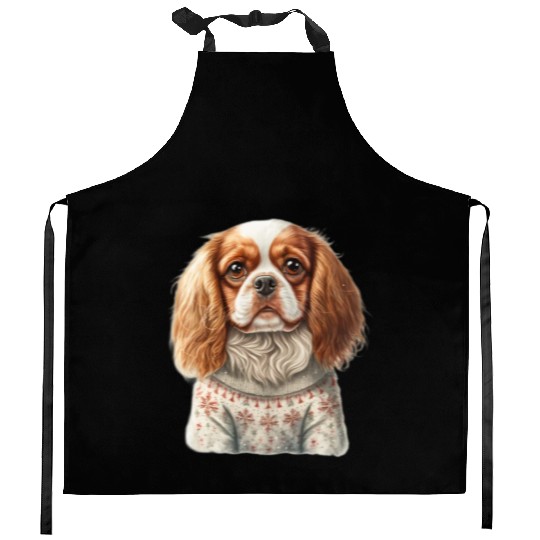 Cute Cavalier King Charles Spaniel Christmas Kitchen Aprons