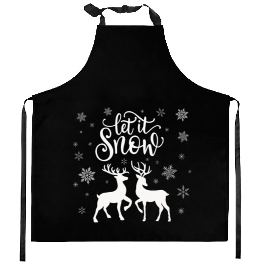 Let it snow with deer Kitchen Aprons