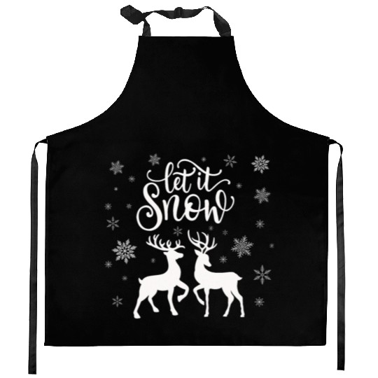Let it snow with deer Kitchen Aprons
