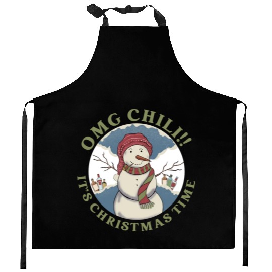 Omg Chili!! It's Christmas Time Apparel Kitchen Aprons