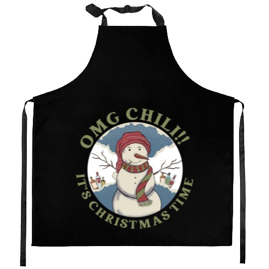 Omg Chili!! It's Christmas Time Apparel Kitchen Aprons