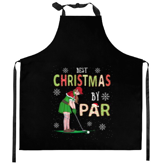 Golf Elf Pun Golfer Christmas Golfing Kitchen Aprons