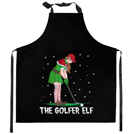 The Golfer Elf Golf Christmas Golfing Kitchen Aprons
