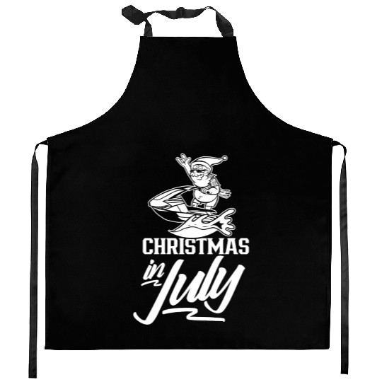 Christmas In July Humor Summer Santa Sarcastic Kitchen Aprons