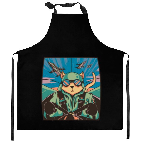 Fighter jet pilot-cat Fighter jet pilot-cat inspir Kitchen Aprons