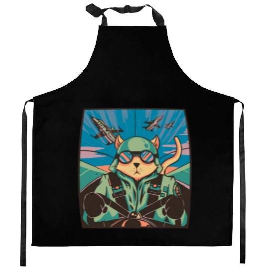 Fighter jet pilot-cat Fighter jet pilot-cat inspir Kitchen Aprons