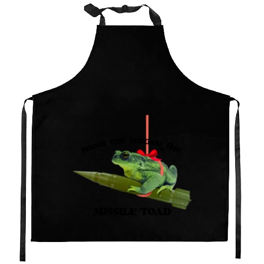 Meet me under the missile toad – mistletoe pun Kitchen Aprons