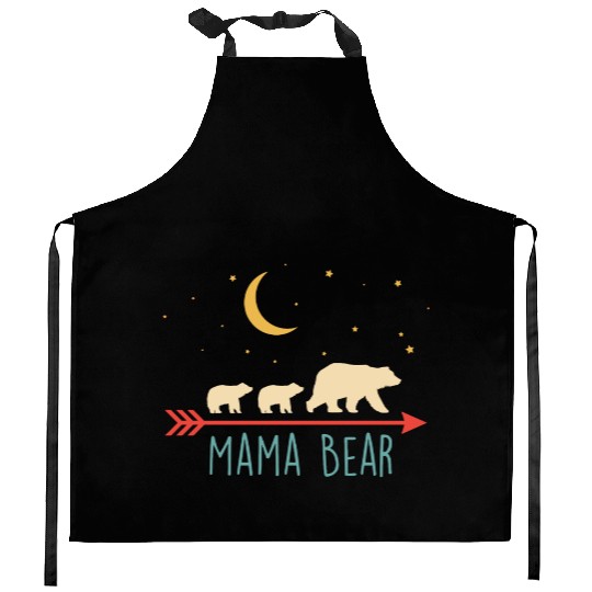 Retro Mama Bear With 2 Cubs Kitchen Aprons