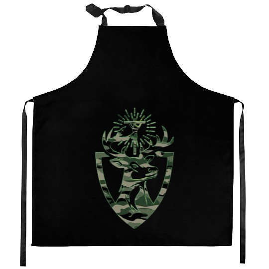 Hubert Hubertus Patron Saint Of Hunters Stag Camo Kitchen Aprons