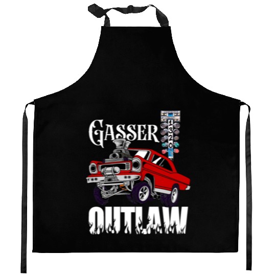 Gasser Outlaw Class Vintage Drag Racing Race Car Kitchen Aprons