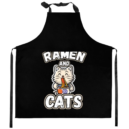Ramen and cats Kitchen Aprons