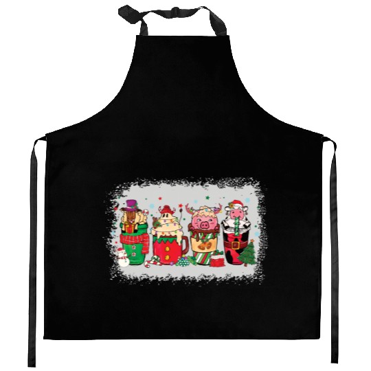 Christmas Coffee Cup Bleached Kitchen Aprons
