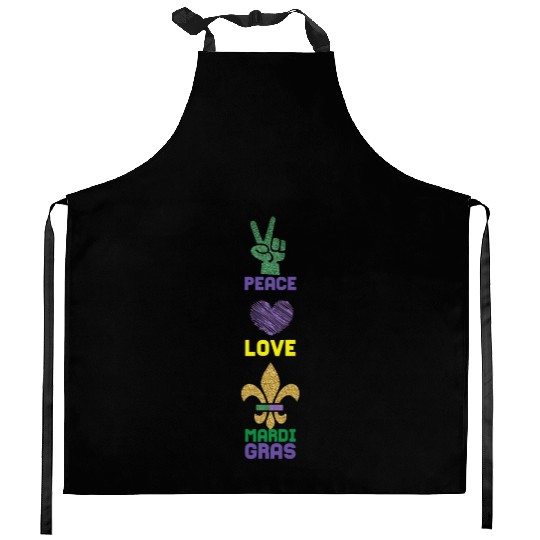 2023 Festival Parade Beads Love Peace Mardi Gras Kitchen Aprons