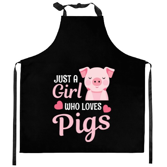 Just A Girl Who Loves Pigs Farm Farmer Pig Lover Kitchen Aprons