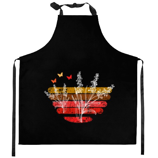 Beautiful flowers and butterflies - cool design Kitchen Aprons