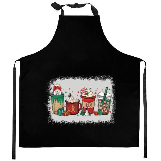 Christmas Coffee Cup Bleached Kitchen Aprons