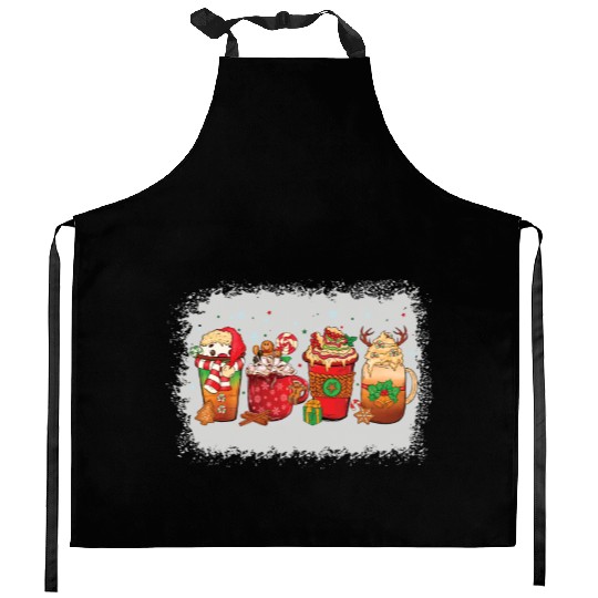 Christmas Coffee Cup Bleached Kitchen Aprons