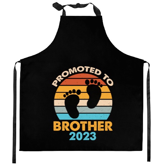 Promoted To Brother 2023 Retro Sunset Kitchen Aprons