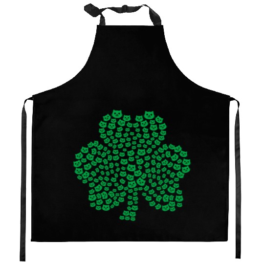 Womens cats Icon white Shamrock St. Patrick's Day Kitchen Aprons