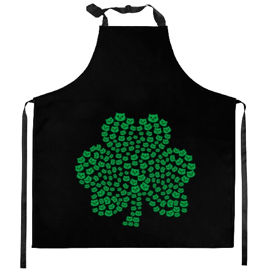 Womens cats Icon white Shamrock St. Patrick's Day Kitchen Aprons