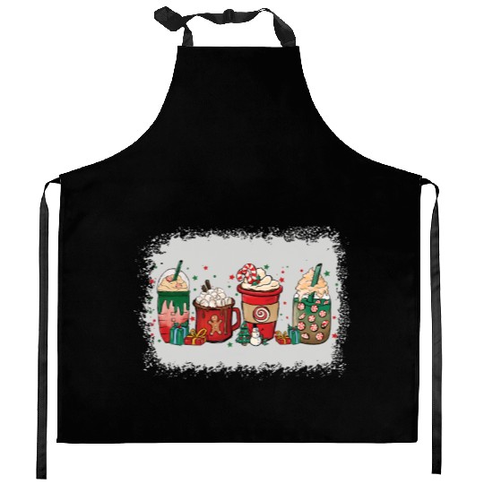 Christmas Coffee Cup Bleached Kitchen Aprons