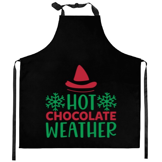 Hot chocolate weather Kitchen Aprons