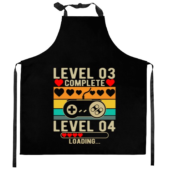 Level 3 Complete 3rd Wedding Anniversary Gamer Kitchen Aprons