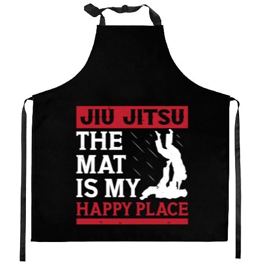 Jiu jitsu mat my happy place jujutsu martial arts Kitchen Aprons