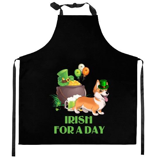 Irish For A Day Pembroke Welsh Corgi St Patricks Kitchen Aprons