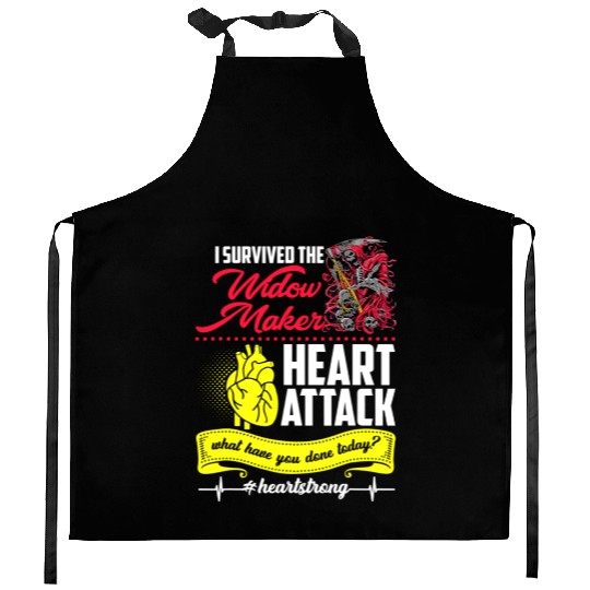 I Survived The Widow Maker Heart Attack Kitchen Aprons