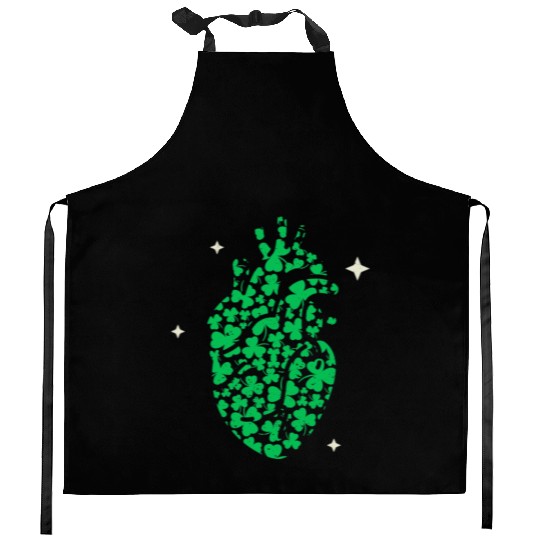 Shamrock Heart Cardiac Nurse St Patricks Day Kitchen Aprons