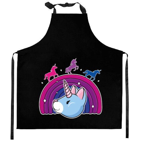 Kawaii Bisexual Pride Unicorn Bi Rainbow Kitchen Aprons