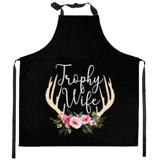 Trophy Wife Cute Deer Antlers Flowers Hunters Wife Kitchen Aprons