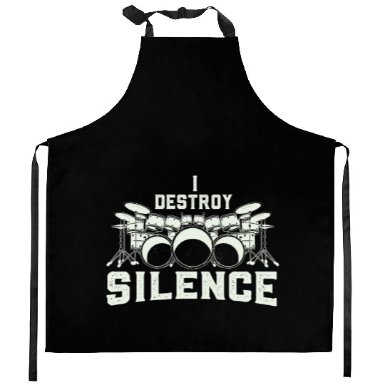 I Destroy Silence Drummer Band Music Beat Drum Kitchen Aprons