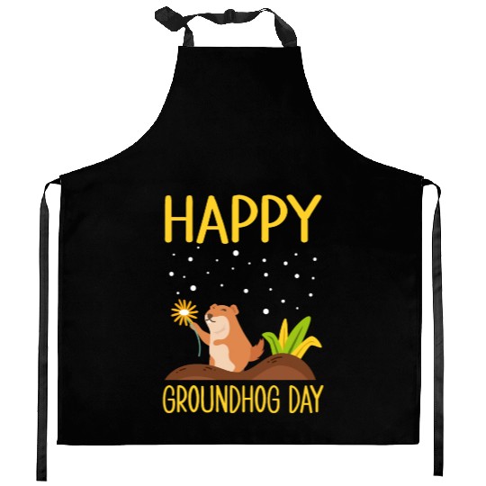 Happy Groundhog Day Kitchen Aprons