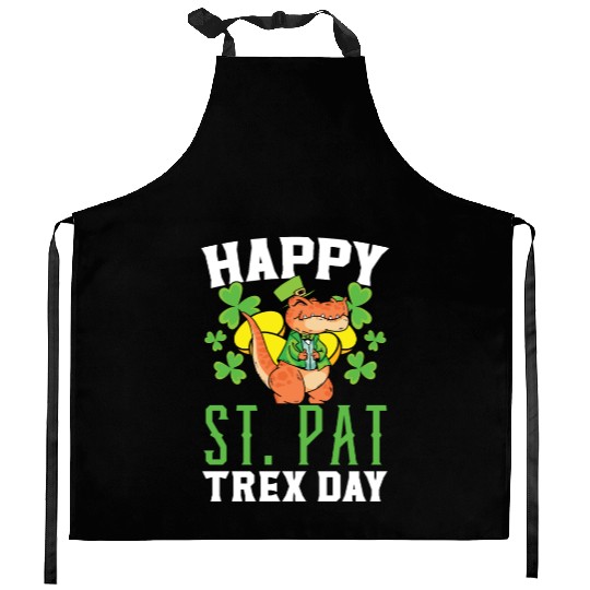 Happy St. Pat Trex Day Saint Patrick Dinosaur Kitchen Aprons