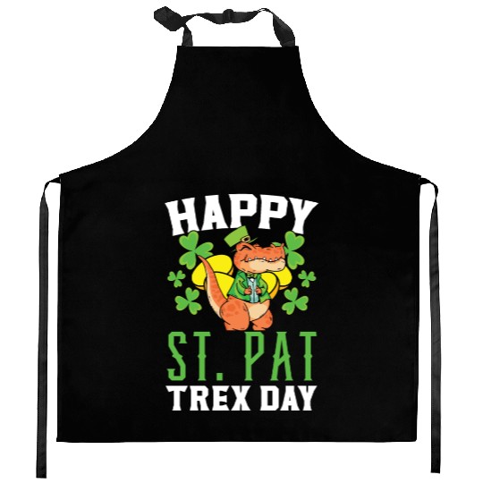 Happy St. Pat Trex Day Saint Patrick Dinosaur Kitchen Aprons