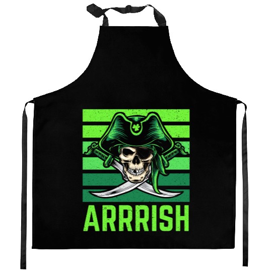 Shenanigan St. Patricks Day Irish Pirate Shamrock Kitchen Aprons