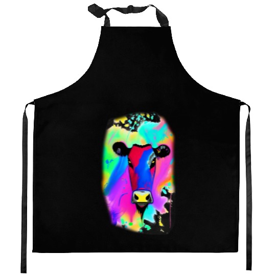 Illustration, Cattle, digital art Kitchen Aprons
