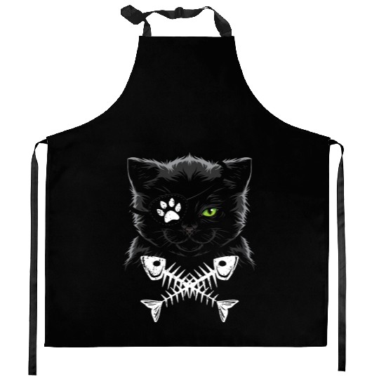 Pirate cat Kitchen Aprons