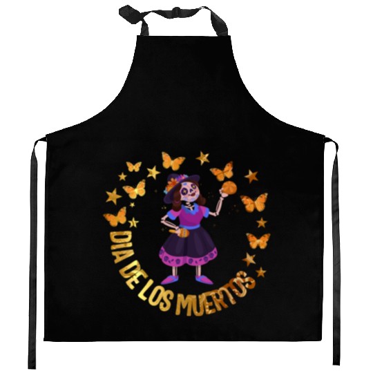 Dia De Los Muertos Kitchen Aprons, Girl Sugar Skeleton