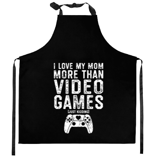 I Love My Mom Video Gamer Valentines Day Gift Boys Kitchen Aprons