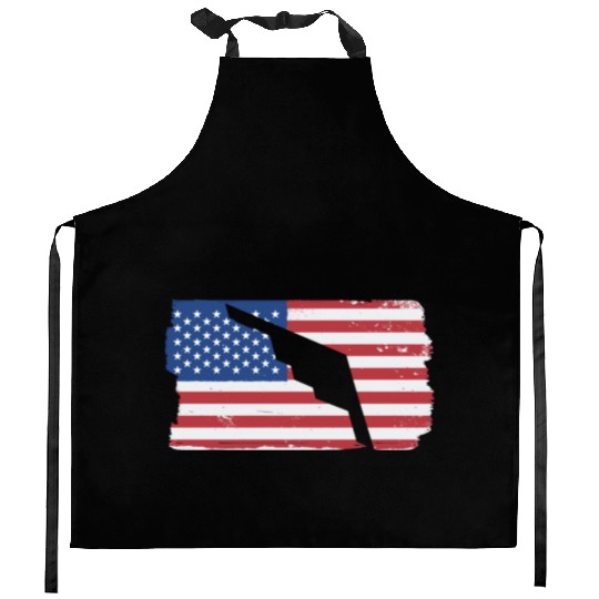 B-2 Stealth Bomber Military Airplane American Flag Kitchen Aprons