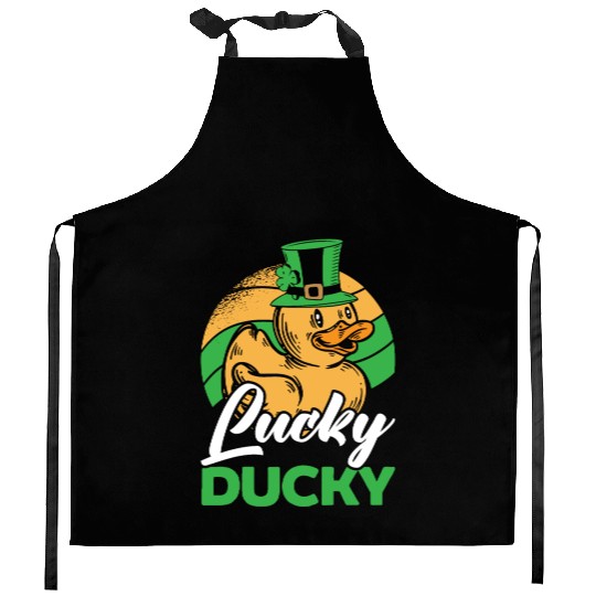 Lucky Ducky Duck Shamrock St. Patricks Day Irish Kitchen Aprons