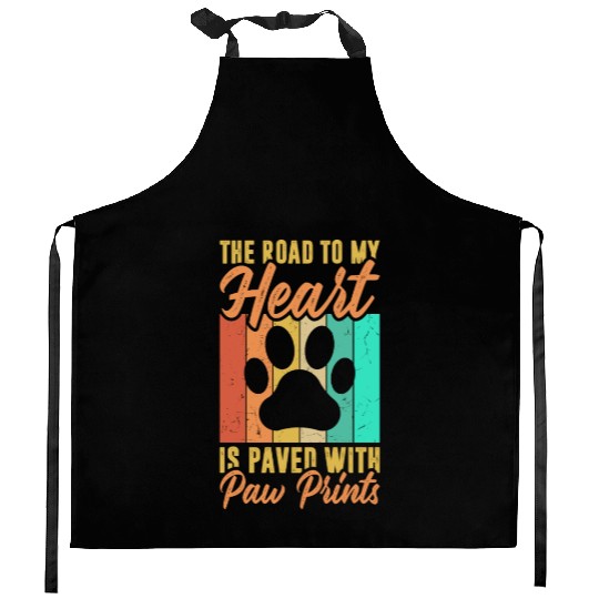 The road to my heart is paved with paw prints Kitchen Aprons