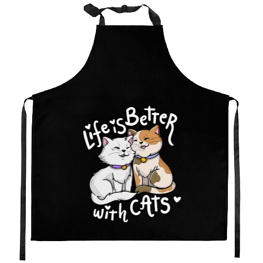 Valentine's Cat Lover Life Is Better With Cats mot Kitchen Aprons